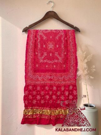 HotPink Bandhani Chandrakhani Dupatta Pure Gaji Silk
