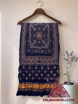 Navy Blue Bandhani Chandrakhani Dupatta Pure Gaji Silk