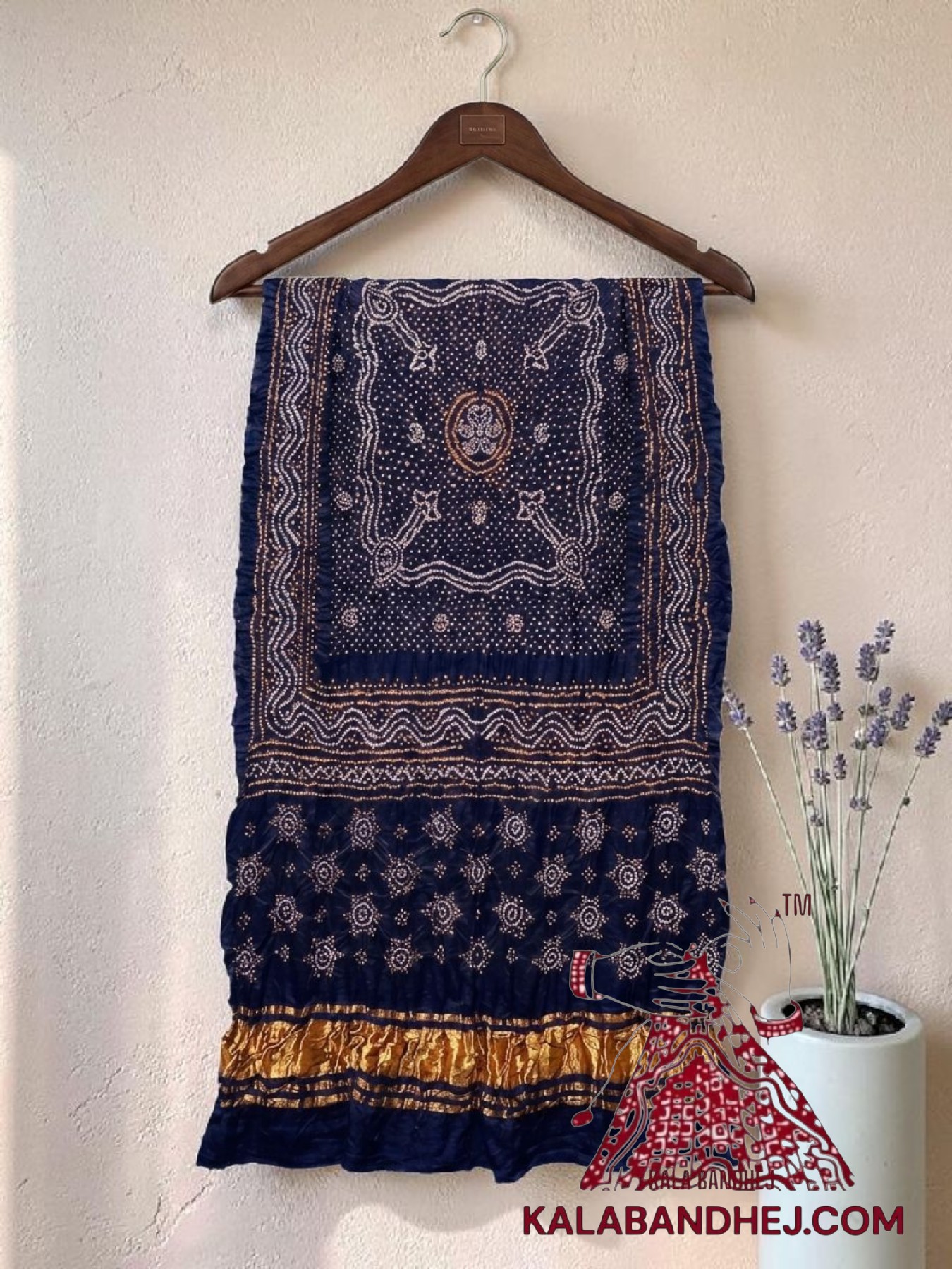 Navy Blue Bandhani Chandrakhani Dupatta Pure Gaji Silk
