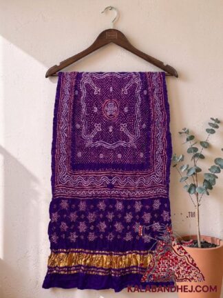 Purple Bandhani Chandrakhani Dupatta Pure Gaji Silk