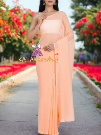 Pitch Plain Saree Georgette Silk With ModalSilk Blouse