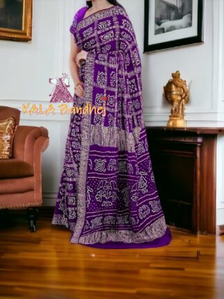 Brinjal Gharchola Saree Pure Gaji Silk Naksi Zari