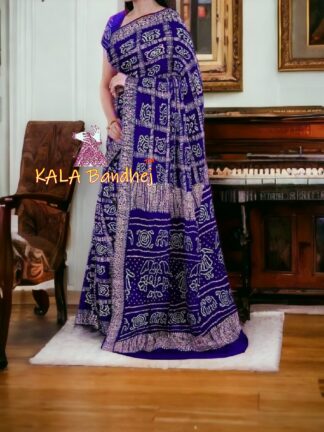 Purple Dark Gharchola Saree Pure Gaji Silk Naksi Zari