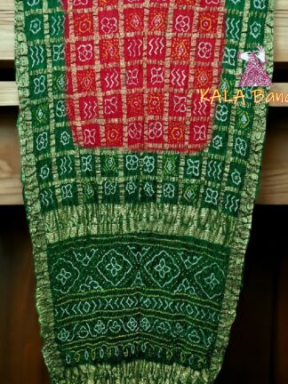 Green Red Gharchola Saree Pure Gaji Silk Naksi Zari