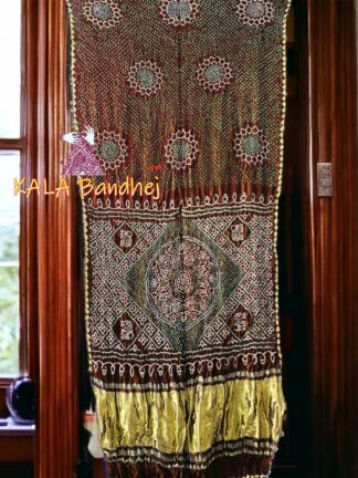 Wood Bandhani Suraj Mukhi Saree Pure Gaji Silk
