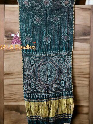 Peacock Blue Bandhani Suraj Mukhi Saree Pure Gaji Silk
