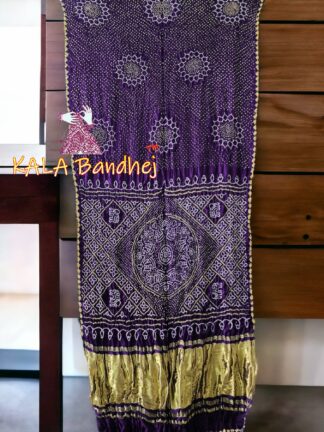 Purple Bandhani Suraj Mukhi Saree Pure Gaji Silk