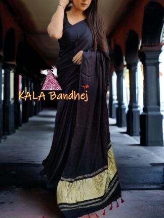 Black Plain Saree Pure Modal Silk