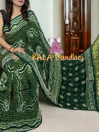 Green Bandhani Chandrakhani Saree Pure Modal Silk