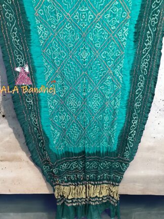 Marine T Blue BavanBarg Bandhani Dupatta Pure Gaji Silk