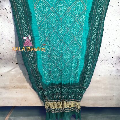 Marine T Blue BavanBarg Bandhani Dupatta Pure Gaji Silk