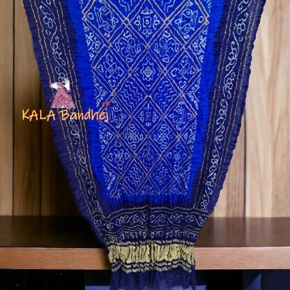 Blue Navy BavanBarg Bandhani Dupatta Pure Gaji Silk