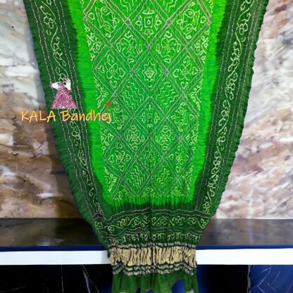 Parrot Green BavanBarg Bandhani Dupatta Pure Gaji Silk