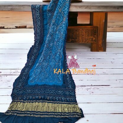 Sky Peacock Blue BavanBarg Bandhani Dupatta Pure Gaji Silk - Image 2