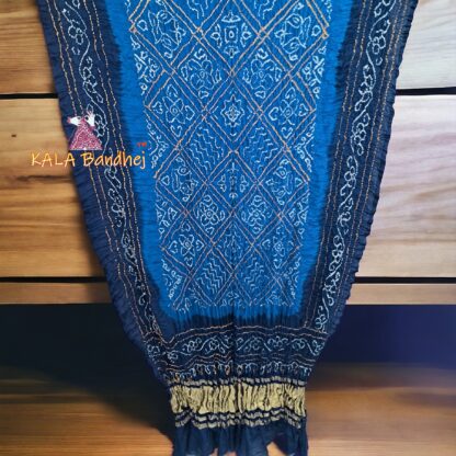 Sky Peacock Blue BavanBarg Bandhani Dupatta Pure Gaji Silk