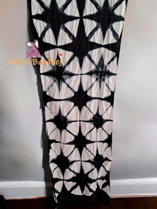 Black Clamp Dye Stole Pure Cotton Shibori