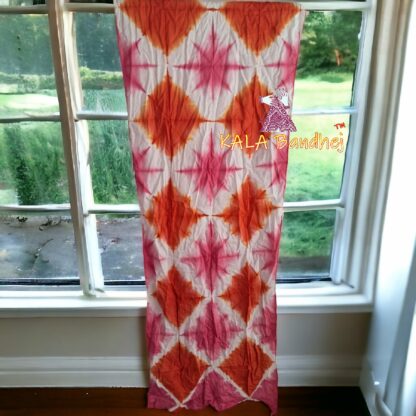 Pink Orange Clamp Dye Stole Pure Cotton Shibori