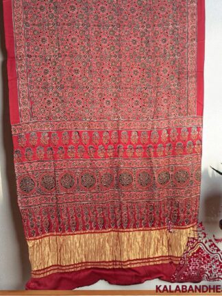 Red HandBlock Ajrak Saree Pure Modal Silk