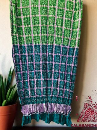 Parrot T Green Bandhani Gharchola Dupatta Pure GajiSilk