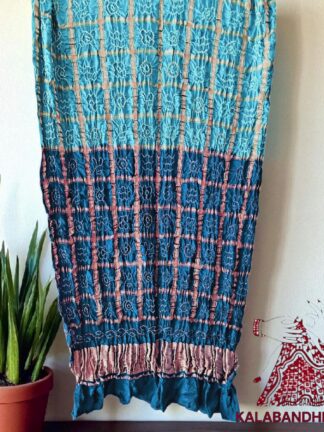 Aqua Peacock Sky Bandhani Gharchola Dupatta Pure GajiSilk