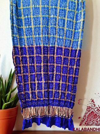 Sky Dark Blue Bandhani Gharchola Dupatta Pure GajiSilk