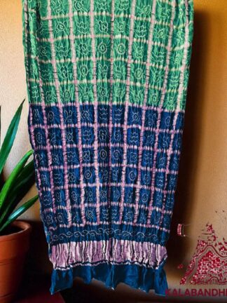 Pista T Blue Bandhani Gharchola Dupatta Pure GajiSilk