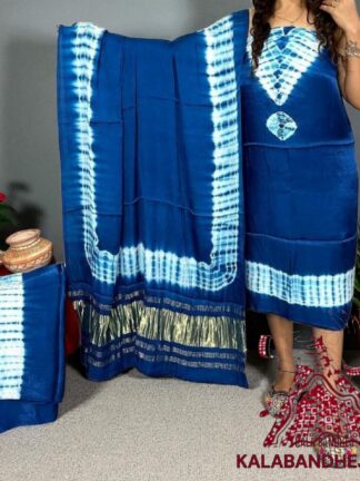 Sky Shibori Dress Material Pure Modal Silk