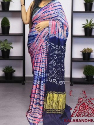 Purple Bandhani Multi Shibori Saree Pure Modal Silk Tie Dye