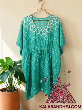 Rama Crush Bandhani Makdi Kaftan Pure Modal Silk