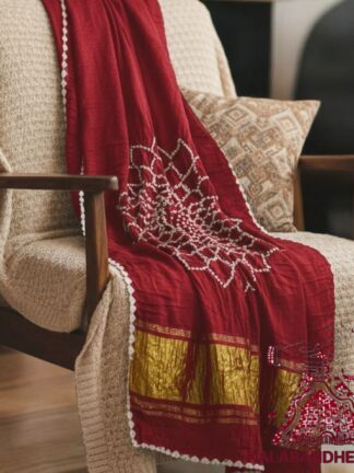 Red Makdi Bandhani Saree Pure Modal Silk