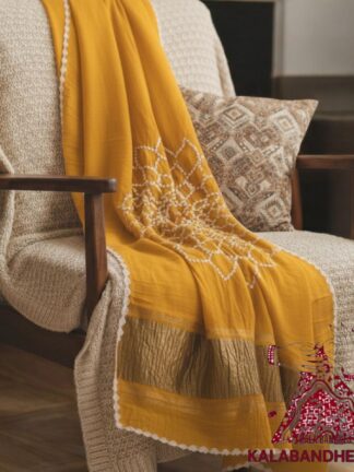 Yellow Makdi Bandhani Saree Pure Modal Silk