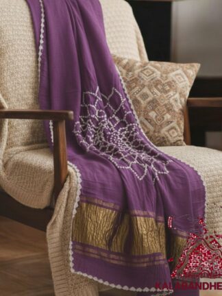 Lovender Makdi Bandhani Saree Pure Modal Silk