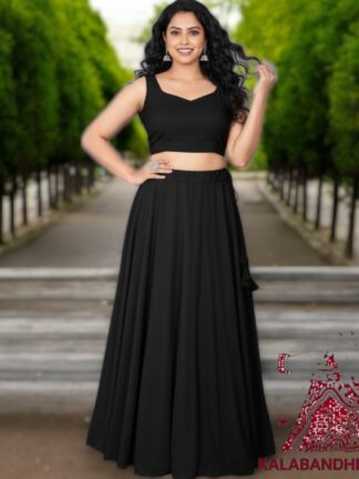 Black Plain Designer Lehenga Choli Pure Modal Silk