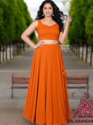 Orange Plain Designer Lehenga Choli Pure Modal Silk