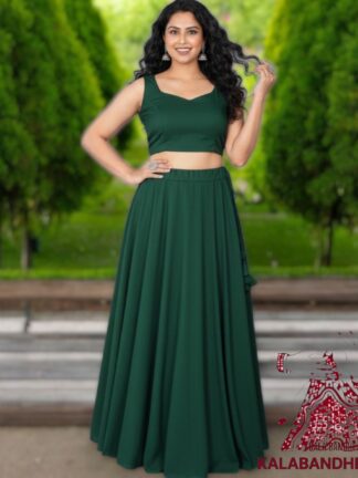 Green Plain Designer Lehenga Choli Pure Modal Silk