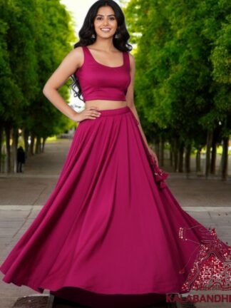 Magenta Rani Plain Designer Lehenga Choli Pure Modal Silk