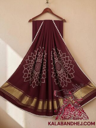 Marron Dual Makdi Bandhani Saree Pure Modal Silk