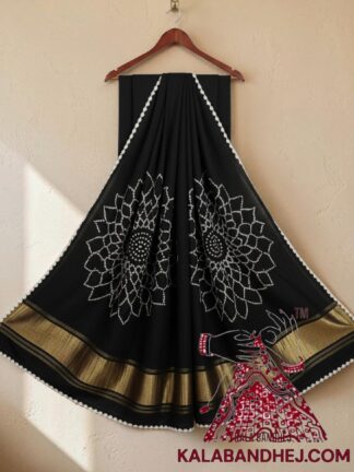 Black Dual Makdi Bandhani Saree Pure Modal Silk