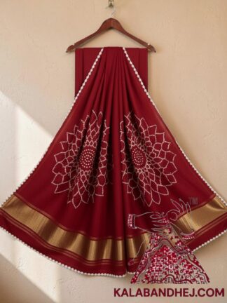 Red Dual Makdi Bandhani Saree Pure Modal Silk