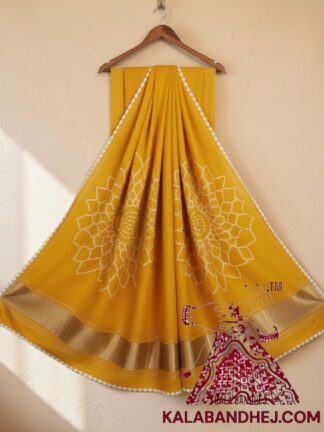 Yellow Dual Makdi Bandhani Saree Pure Modal Silk