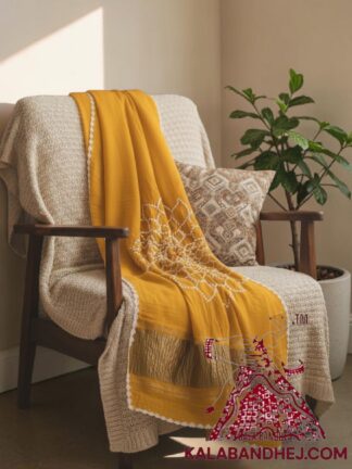 Yellow Makdi Bandhani Saree Pure Modal Silk