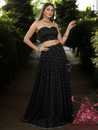 Black Bandhani Designer Lehenga Choli Pure Modal Silk