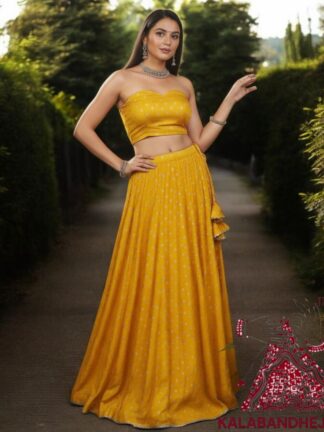 Yellow Bandhani Designer Lehenga Choli Pure Modal Silk