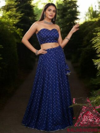 Blue Bandhani Designer Lehenga Choli Pure Modal Silk