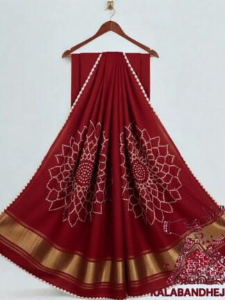 Red Dual Makdi Bandhani Saree Pure Modal Silk