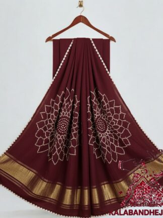 Marron Dual Makdi Bandhani Saree Pure Modal Silk