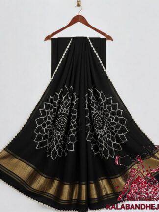 Black Dual Makdi Bandhani Saree Pure Modal Silk