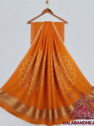 Orange Dual Makdi Bandhani Saree Pure Modal Silk