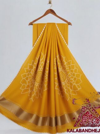 Yellow Dual Makdi Bandhani Saree Pure Modal Silk