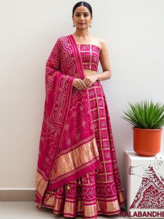 Pink Gharchola Designer Lehenga Choli Set Pure Modal Silk